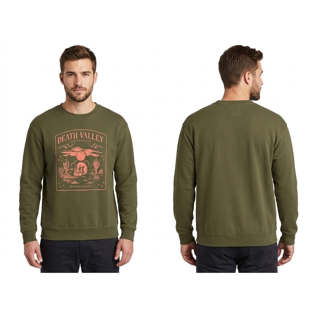 Goodfellow & Co Mens Death Valley California Graphic Sweatshirt Olive Green L